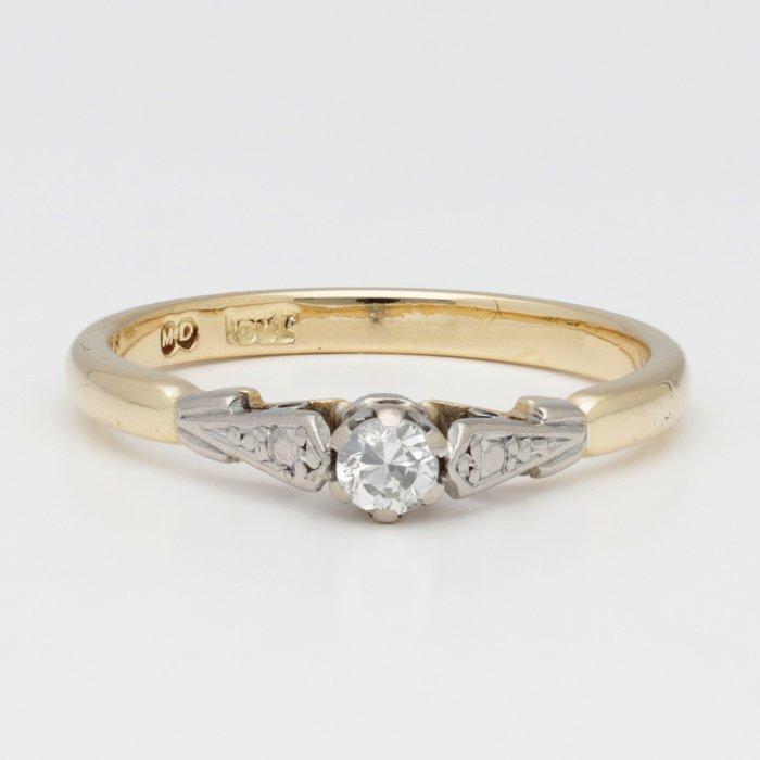 Ring - 18 karaat Geel goud, Witgoud Diamant (Natuurlijk), Sieraden, Tassen en Uiterlijk, Ringen