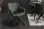 Draaibare design stoel EUPHORIA donkergroen fluweel met, Huis en Inrichting, Stoelen, Ophalen of Verzenden, Nieuw