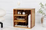 Stevige bijzettafel CUBUS 43 cm plank met sheesham, Ophalen of Verzenden, Nieuw