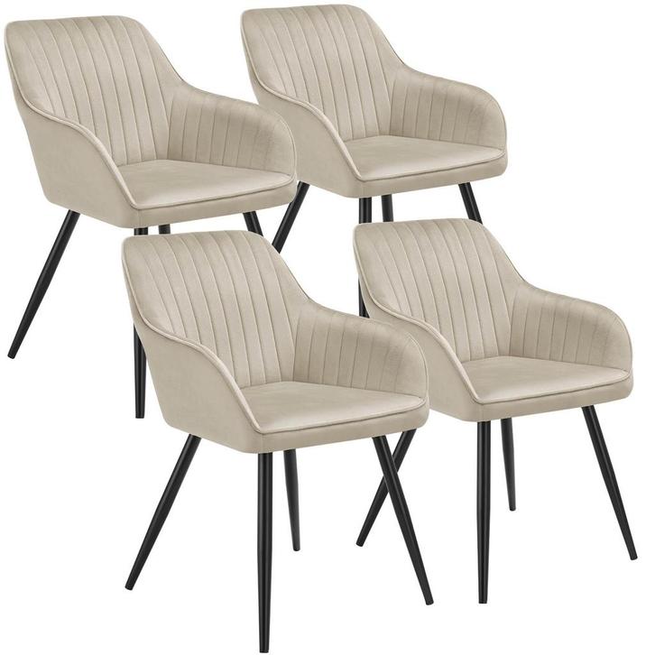 Stoel Marilyn, fluweeloptiek, gestikt - crème/zwart, Set van, Huis en Inrichting, Stoelen, Verzenden