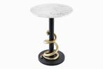 Side table WILDLIFE SNAKE 50cm goud zwart wit marble - 44831, Huis en Inrichting, Tafels | Sidetables, Ophalen of Verzenden, Nieuw