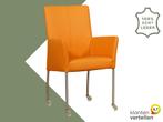Leren eetkamerstoel Comfort met wieltjes en armleuning -, Huis en Inrichting, Stoelen, Nieuw, Leer, Ophalen of Verzenden, Eén