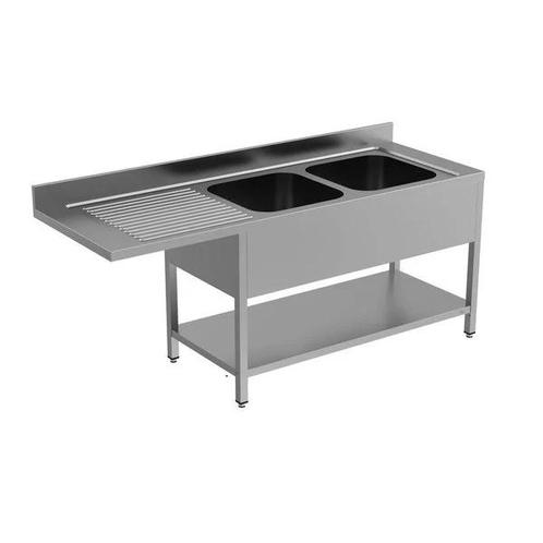 Unninox RVS Spoeltafel | Achter Rand En Bodemschap | 2 Kuipe, Zakelijke goederen, Horeca | Keukenapparatuur, Nieuw in verpakking