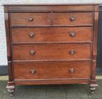 Engelse antiek mahonie vijf ladekast, 125 cm breed, Antiek en Kunst, Ophalen of Verzenden