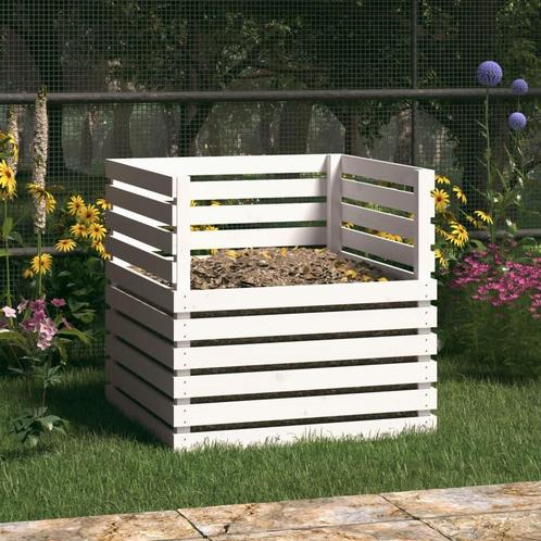 vidaXL Compostbak 80x80x78 cm massief grenenhout wit, Tuin en Terras, Overige Tuin en Terras, Nieuw, Verzenden