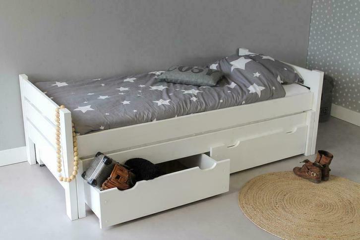 Kinderbed Eenpersoonsbed 90*200 Tienerbed dekkend WIT (TIP), Kinderen en Baby's, Kinderkamer | Bedden, 180 cm of meer, Nieuw, 85 tot 100 cm