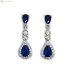 Zilveren saffier blauwe oorhangers, Sieraden, Tassen en Uiterlijk, Oorbellen, Verzenden, Nieuw, Zilver