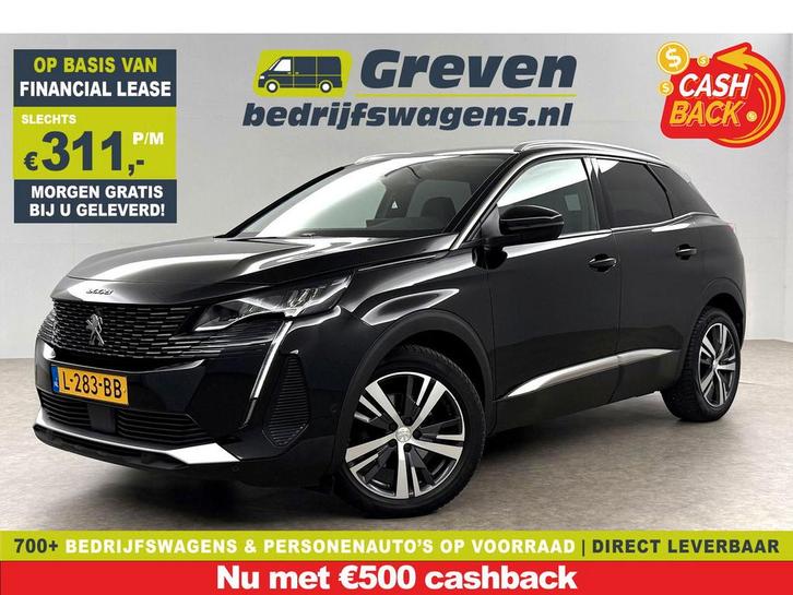 Peugeot 3008 1.2 PureTech 360 Cam LED Virtual Sfeer Trekhaak, Auto's, Peugeot, Te koop, Automaat, Financial lease, Benzine, Zwart