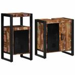 vidaXL Badkamermeubelset met plank 2 pcs Bruin massief, Huis en Inrichting, Badkamer | Badkamermeubels, Verzenden, Nieuw