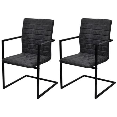 vidaXL Eetkamerstoelen 2 st kunstleer zwart, Huis en Inrichting, Stoelen, Zwart, Nieuw, Verzenden
