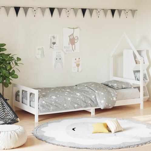 vidaXL Kinderbedframe 90x200 cm massief grenenhout wit, Kinderen en Baby's, Kinderkamer | Bedden, Nieuw, Verzenden