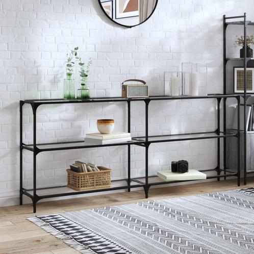 vidaXL Wandtafel met transparant glazen blad 194,5x30x81 cm, Huis en Inrichting, Tafels | Salontafels, Nieuw, Metaal, Verzenden