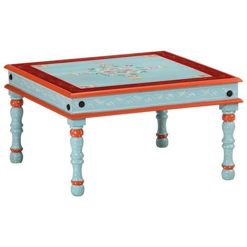 vidaXL Salontafel handbeschilderd massief mangohout blauw, Huis en Inrichting, Tafels | Salontafels, Nieuw, 50 tot 100 cm, Overige houtsoorten