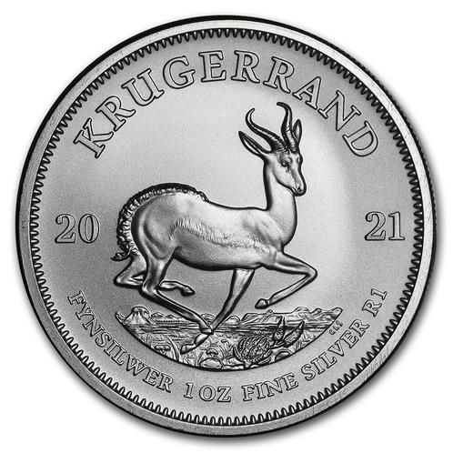 Zilveren Krugerrand 1 oz 2021 (maar 20% boven spot), Postzegels en Munten, Munten | Afrika, Losse munt, Zilver, Zuid-Afrika, Verzenden