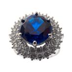 18 Krt. Witgouden cocktail ring met zirkoon en synthetisc..., Sieraden, Tassen en Uiterlijk, Ringen, Gebruikt, Overige kleuren