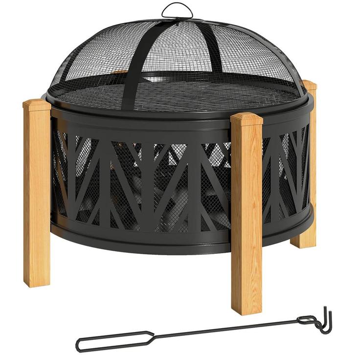 2-in-1 Vuurkorf Ø75 X 58 Cm Vuurplaats Met Vonkenscherm, Poo, Tuin en Terras, Onkruidbranders, Nieuw, Verzenden