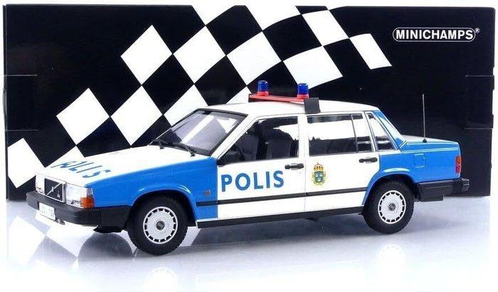 Minichamps 1:18 - Model sedan - Volvo 740 GL Polis Sweden, Hobby en Vrije tijd, Modelauto's | 1:5 tot 1:12
