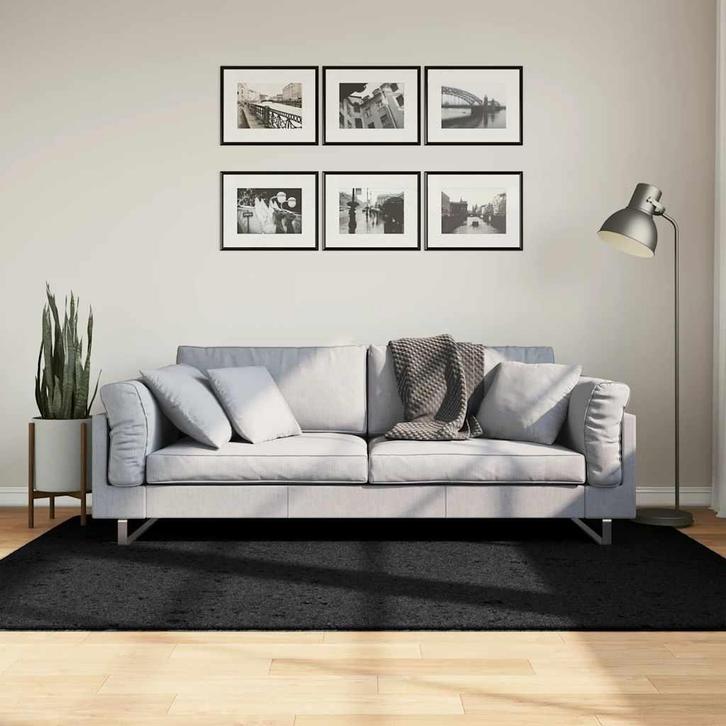 vidaXL Vloerkleed PAMPLONA shaggy hoogpolig modern 140x200, Huis en Inrichting, Stoffering | Tapijten en Kleden, Zwart, Nieuw
