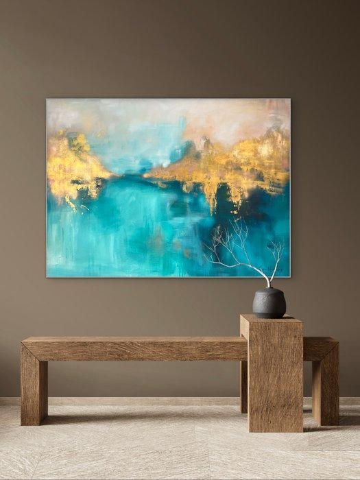 Ellis Hollering - Ocean of Gold - XXL Abstract landscape, Antiek en Kunst, Kunst | Schilderijen | Modern