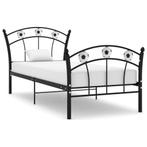 vidaXL Bedframe met voetbaldesign metaal zwart 90x200 cm, 90 cm, Eenpersoons, Verzenden, Zwart