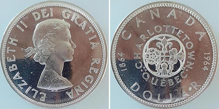 1 Dollar Canada Quebec Charlottetown 1964 Polierte Platte..., Postzegels en Munten, Munten | Amerika, Verzenden