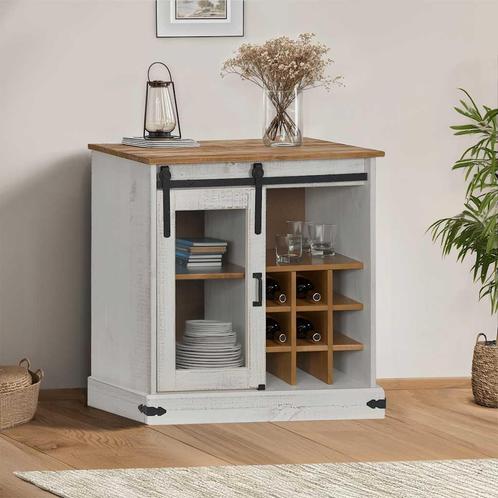 vidaXL Dressoir HALDEN met schuifdeur 80x40x80 cm massief, Huis en Inrichting, Kasten | Dressoirs, 25 tot 50 cm, Nieuw, 50 tot 100 cm
