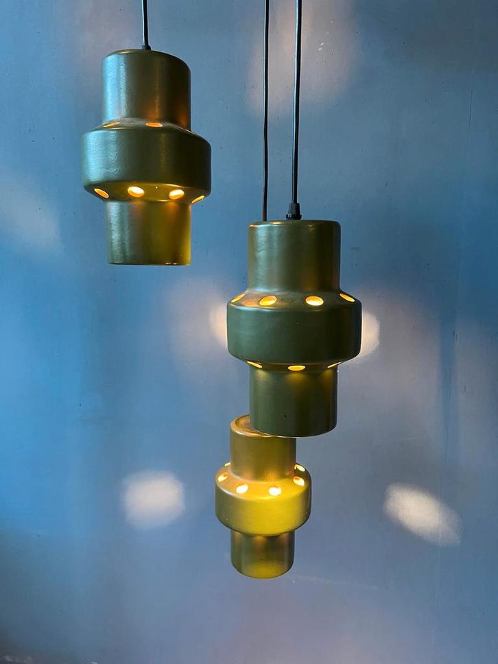 Green West Germany Ceramic Cascade Chandelier Lamp, Huis en Inrichting, Lampen | Hanglampen, Ophalen of Verzenden