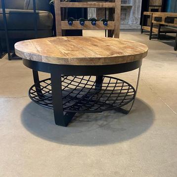 Salontafel Rond Mangohout 65 cm - Landelijk - Industrieel beschikbaar voor biedingen