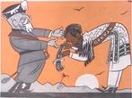 Spotprent over Abyssiniers die overlopen tot de Italiaans..., Antiek en Kunst, Kunst | Litho's en Zeefdrukken, Verzenden