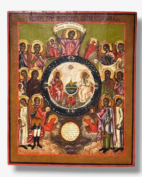 Icoon - Nieuwtestamentische Triniteit - Hout, Antiek en Kunst, Kunst | Niet-Westerse kunst