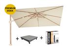 Challenger T2 premium parasol 260x350 cm teak champagne met, Tuin en Terras, Parasols, Ophalen of Verzenden, Nieuw