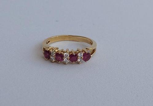 Ring - 19.2 kt. Geel goud - 0.66ct. tw. Robijn - Diamant, Sieraden, Tassen en Uiterlijk, Ringen