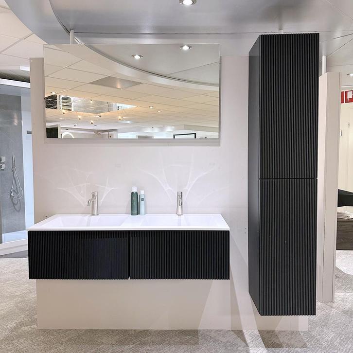 Detremmerie Wood 1200 Dark met hoge kast, Huis en Inrichting, Badkamer | Badkamermeubels, Wasbak of Wastafel