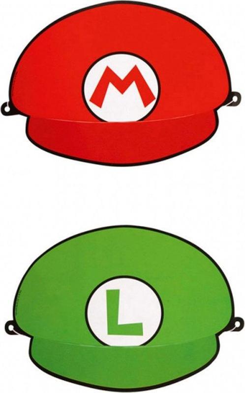 Super Mario feest thema hoedjes 8x stuks - Feestartikelen -, Hobby en Vrije tijd, Feestartikelen, Ophalen of Verzenden