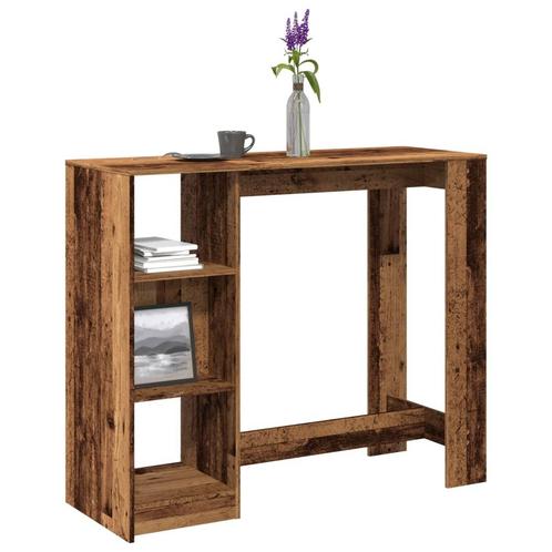 vidaXL Bartafel met schap 124x46x103,5 cm bewerkt hout oud, Huis en Inrichting, Tafels | Eettafels, Nieuw, Verzenden