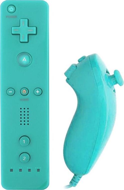Wii Controller / Remote Lichtblauw + Nunchuk Lichtblauw (..., Spelcomputers en Games, Spelcomputers | Nintendo Wii, Zo goed als nieuw