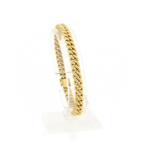 Massief gouden gourmetschakel armband | 19,5 cm (unisex), Sieraden, Tassen en Uiterlijk, Armbanden, Overige kleuren, Gebruikt