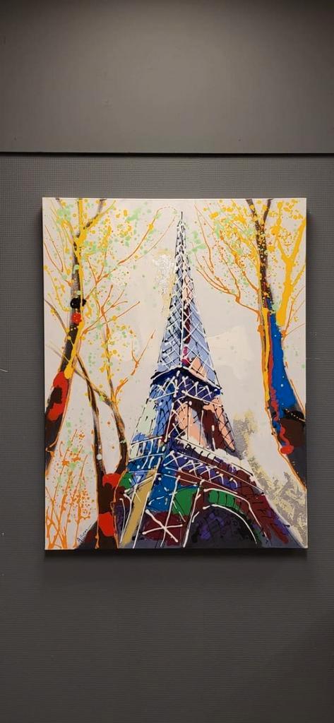 Olieverf schilderij Eiffeltoren van Ter Halle, Huis en Inrichting, Woonaccessoires | Overige, Nieuw, Ophalen of Verzenden