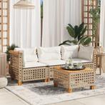 vidaXL Tuinbank 3-zits met kussens poly rattan beige, Tuin en Terras, Tuinsets en Loungesets, Verzenden, Nieuw, Rotan