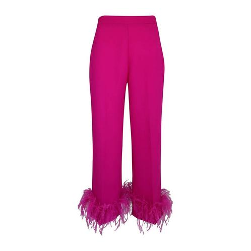 Nenette • fuchsia pantalon met veren • XS (IT40), Kleding | Dames, Broeken en Pantalons, Roze, Nieuw, Maat 34 (XS) of kleiner