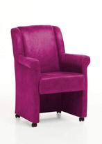 Eetkamerstoel Mandy met wielen - eetkamerstoelen - Roze, Huis en Inrichting, Stoelen, Nieuw, Stof