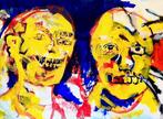 PIXA - “Dual Faces” | Expressionist Portrait XXL acrylic on, Antiek en Kunst