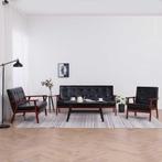 vidaXL 3-delig Bankstel kunstleer zwart, Huis en Inrichting, Verzenden, Nieuw, Leer, Minder dan 150 cm