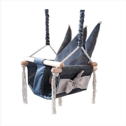 Luxe houten handgemaakte donker grijze babyschommel/, Kinderen en Baby's, Speelgoed | Buiten | Los speelgoed, Ophalen of Verzenden