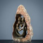 Beeld, Familiebeeld vier personen - 200 mm - Serpetine steen, Antiek en Kunst