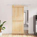 vidaXL Schuifdeur met beslag 85x210 cm massief grenenhout, Doe-het-zelf en Verbouw, Deuren en Horren, Verzenden, Nieuw
