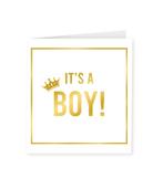 Kaart ItS A Boy Goud Wit 15cm, Verzenden, Nieuw