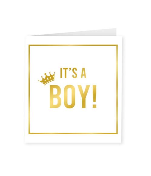 Kaart ItS A Boy Goud Wit 15cm, Hobby en Vrije tijd, Feestartikelen, Nieuw, Verzenden