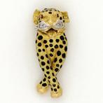 Hanger - 18 karaat Geel goud - Diamant - Robijn, Emaille