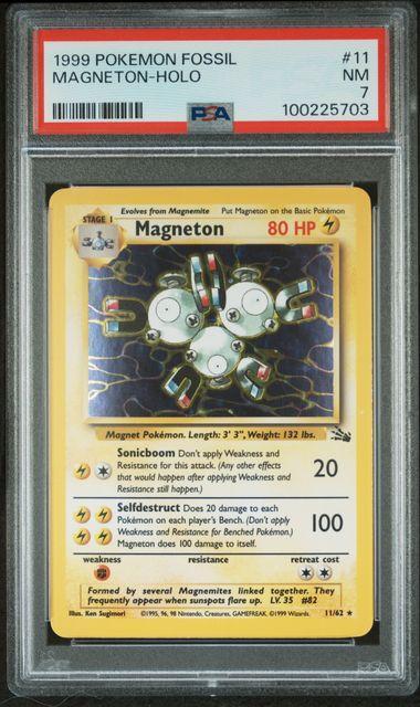 1999 Pokemon - Fossil - Magneton (Holo) #11 - PSA 7, Hobby en Vrije tijd, Verzamelkaartspellen | Pokémon, Nieuw, Foil, Verzenden